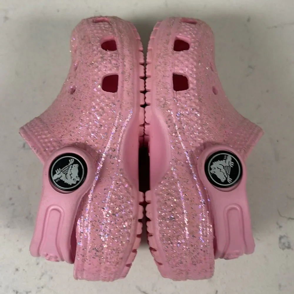 Crocs Littles Kids Pink Glitter Clogs - Pink Size 4 Unlined Glitter